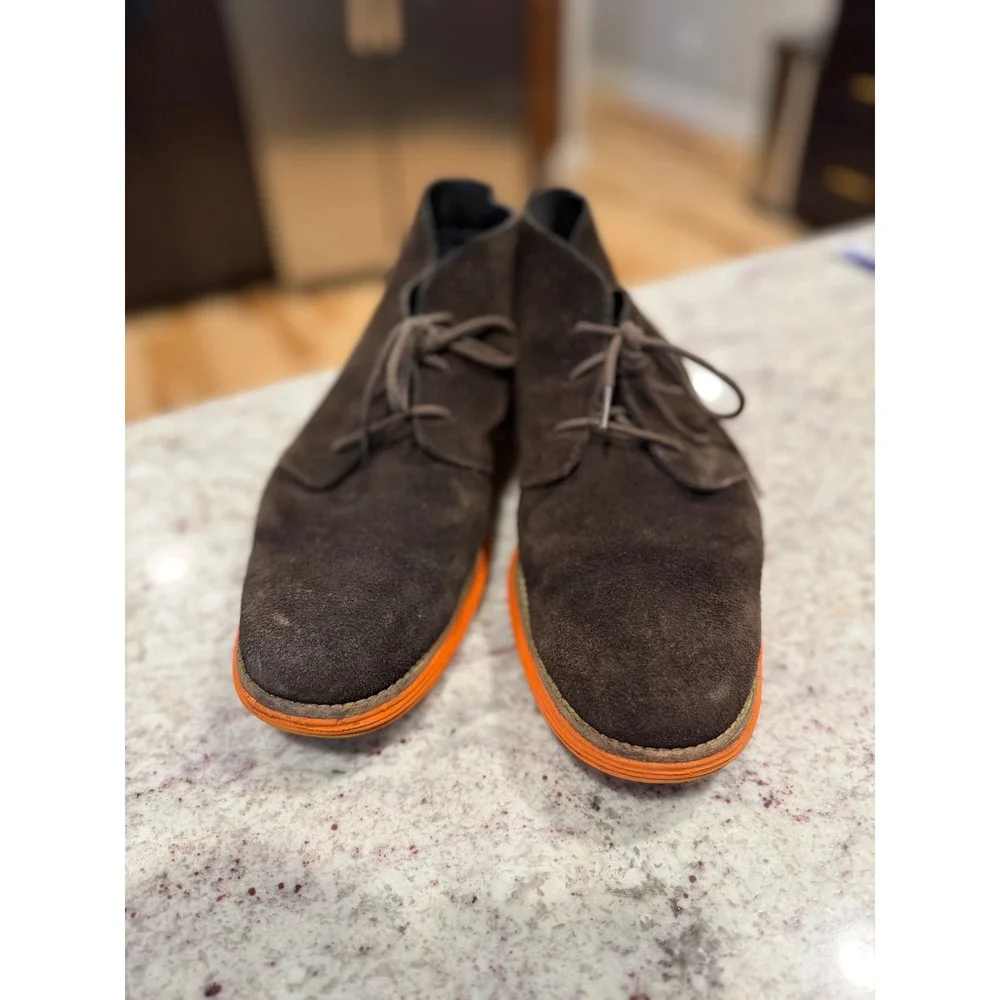 Cole‎ Haan LunarGrand Chukka Boots Mens 9.5 Brown Suede Orange Lunarlon C11187
